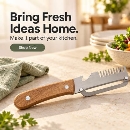 🥕 Manual Vegetable Peeler with Wood-Grain Handle — Fresh Prep Made Simple