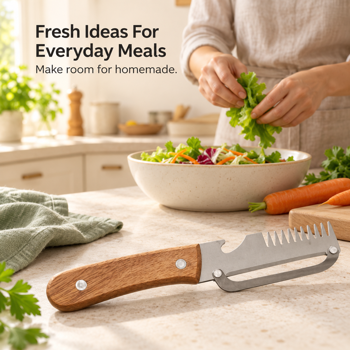 🥕 Manual Vegetable Peeler with Wood-Grain Handle — Fresh Prep Made Simple