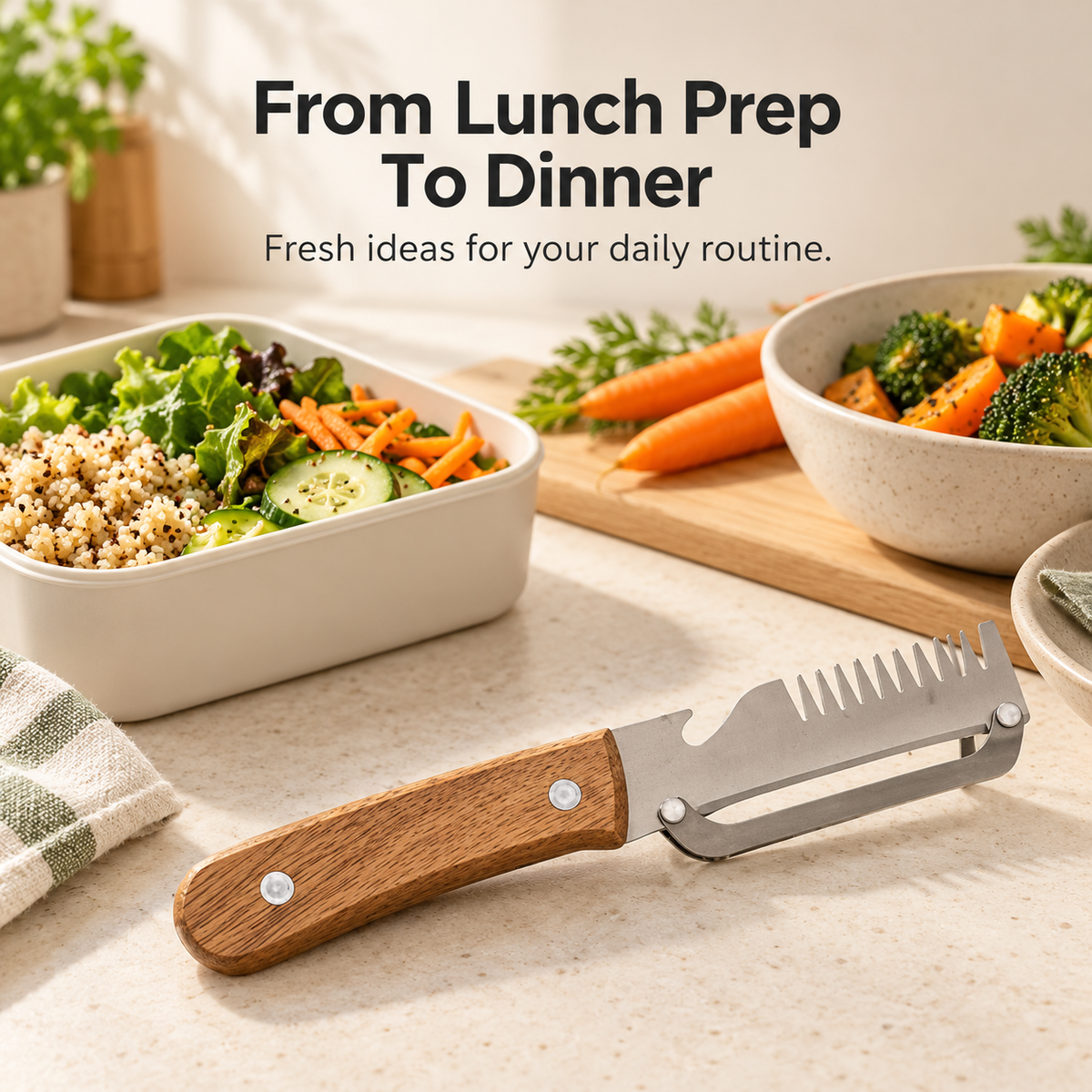 🥕 Manual Vegetable Peeler with Wood-Grain Handle — Fresh Prep Made Simple