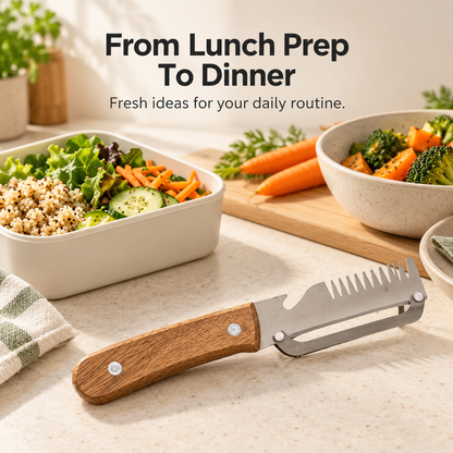 🥕 Manual Vegetable Peeler with Wood-Grain Handle — Fresh Prep Made Simple