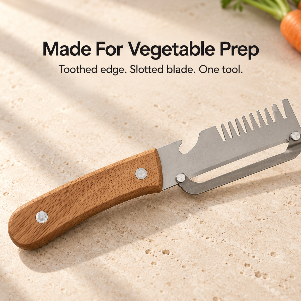 🥕 Manual Vegetable Peeler with Wood-Grain Handle — Fresh Prep Made Simple