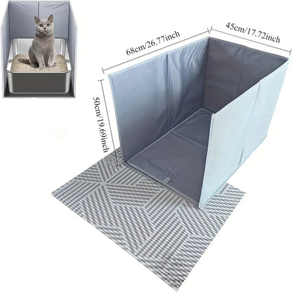 Foldable Cat Litter Box Splash Guard - Waterproof Oxford Fabric Enclosure