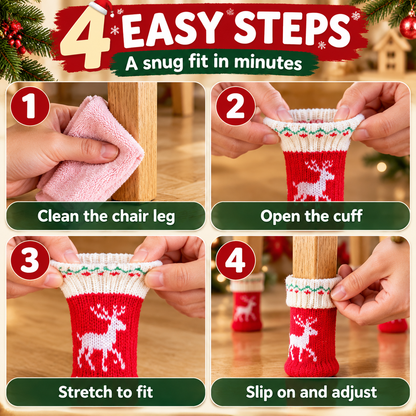 🎄 Christmas Chair Leg Socks – Festive Knitted Covers for Floor Protection