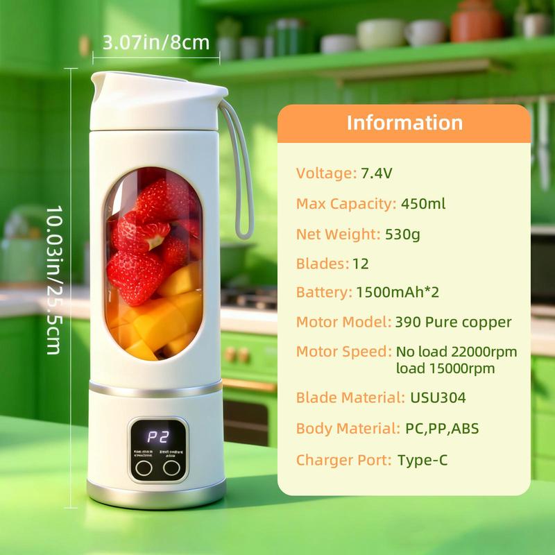 Portable USB Rechargeable Blender – Mini Smoothie Maker for Travel & Gym