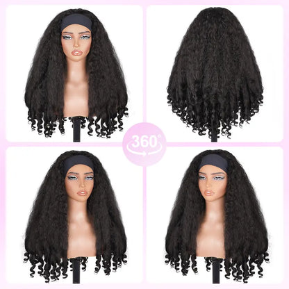 New Afro Headband with Curly in the End Wig Synthetic Hair Texture