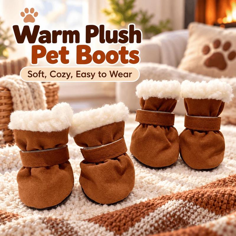 Soft Velvet Dog Booties – Warm, Non-Slip Paw Covers for Small Dogs