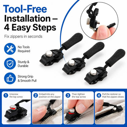 🔧 15pcs Universal Zipper Repair Tool | 3 Sizes Detachable Suitable