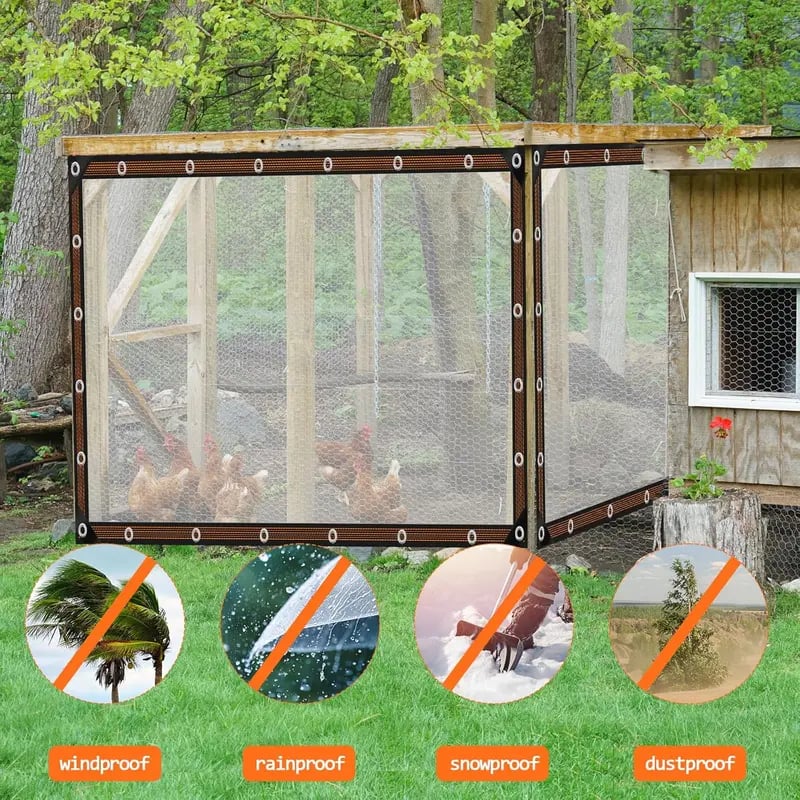 Clear Waterproof PE Tarp – Transparent Outdoor Cover with Metal Grommets