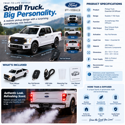 🚙 Realistic Pickup Truck Essential Oil Diffuser – Remote-Controlled Aromatherapy Mist with Exhaust Smoke Effect