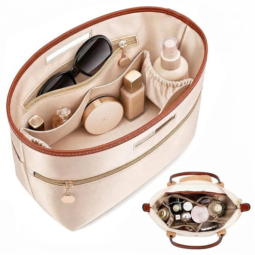 Silky Satin Tote Bag Insert Organizer with Handles