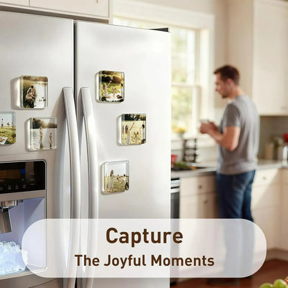 ✂🎞10 Pack 2"x2" Clear Acrylic DIY Fridge Magnets Set with Adhesive Backing – Square Magnetic Photo Frames💕