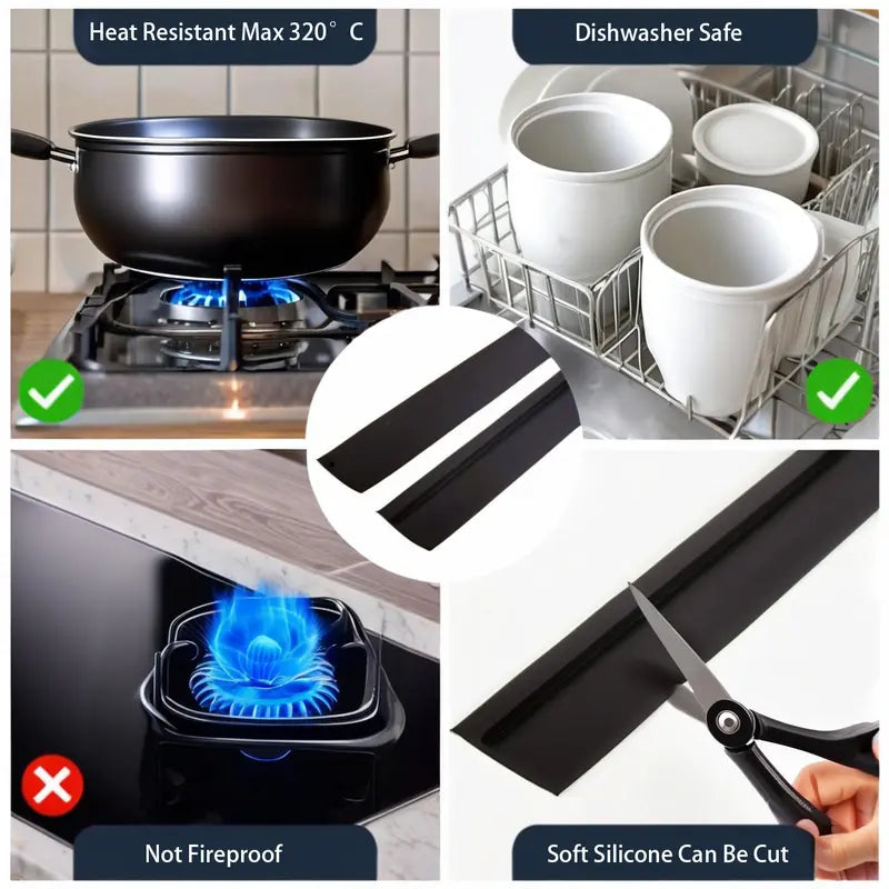 2Pcs Universal Self-Adhesive Silicone Stovetop Gap Covers