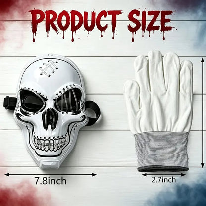 Halloween LED Scary Skeleton Hacker Mask - One Size Cosplay Horror Mask Party Clothing, Creepy Accessories, Multi-Color Glowing Lights