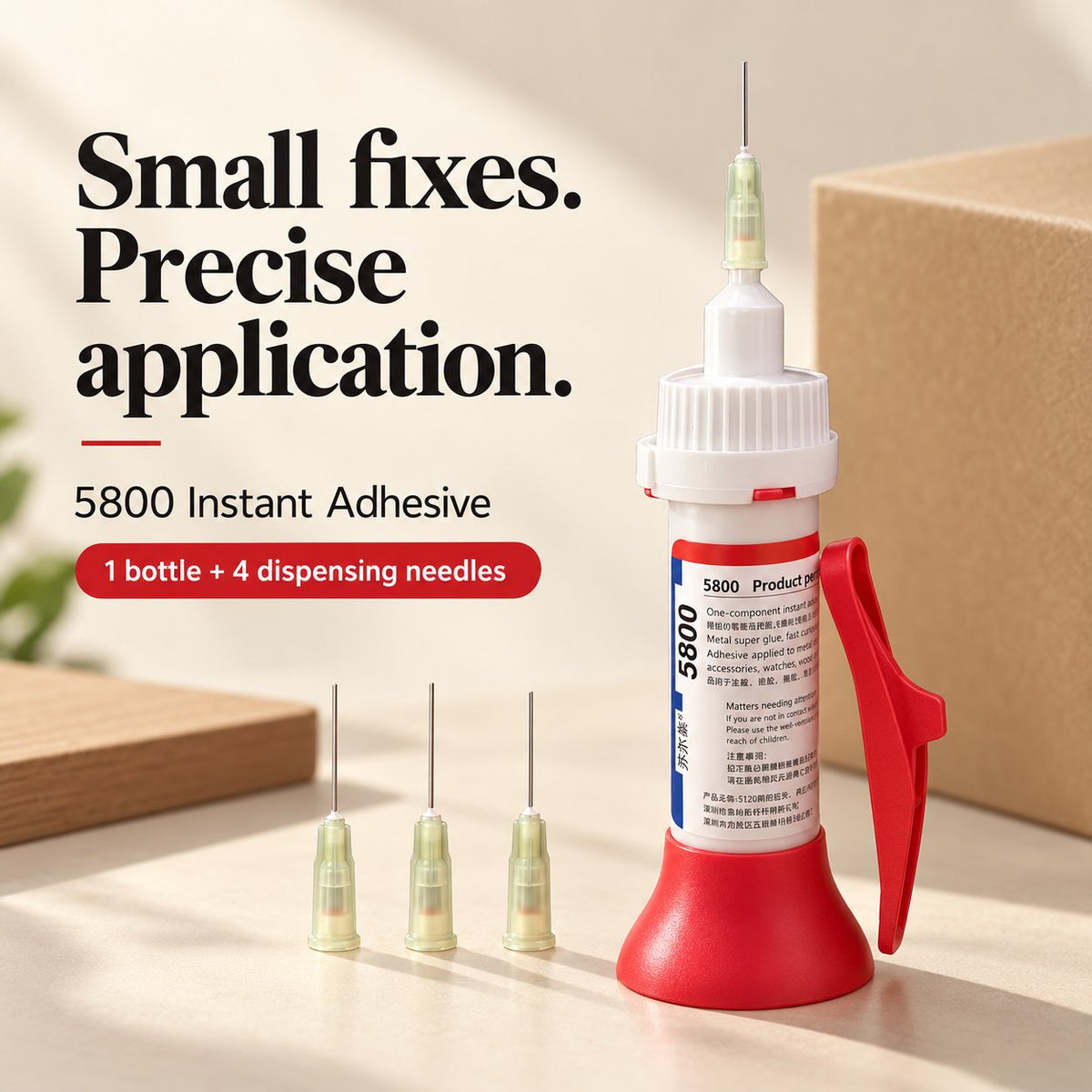 5800 Instant Adhesive with Precision Applicator & 4 Dispensing Needles – 30 mL