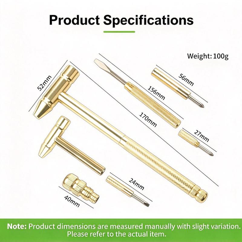 6-in-1 Mini Multi-Tool Hammer & Screwdriver Set – Compact Gold Hand Tool