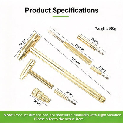 6-in-1 Mini Multi-Tool Hammer & Screwdriver Set – Compact Gold Hand Tool