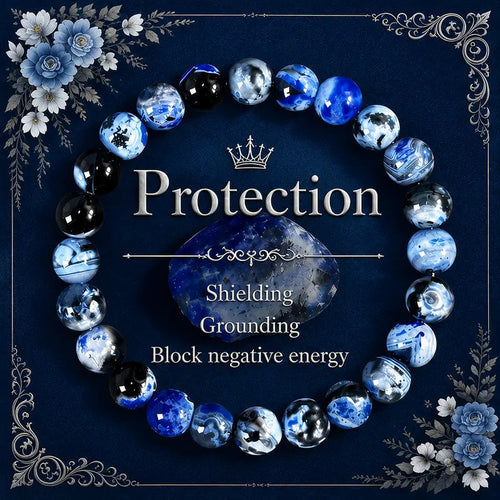 💎 Blue Fire Agate Bracelet – Clarity, Focus & Confidence 🍀