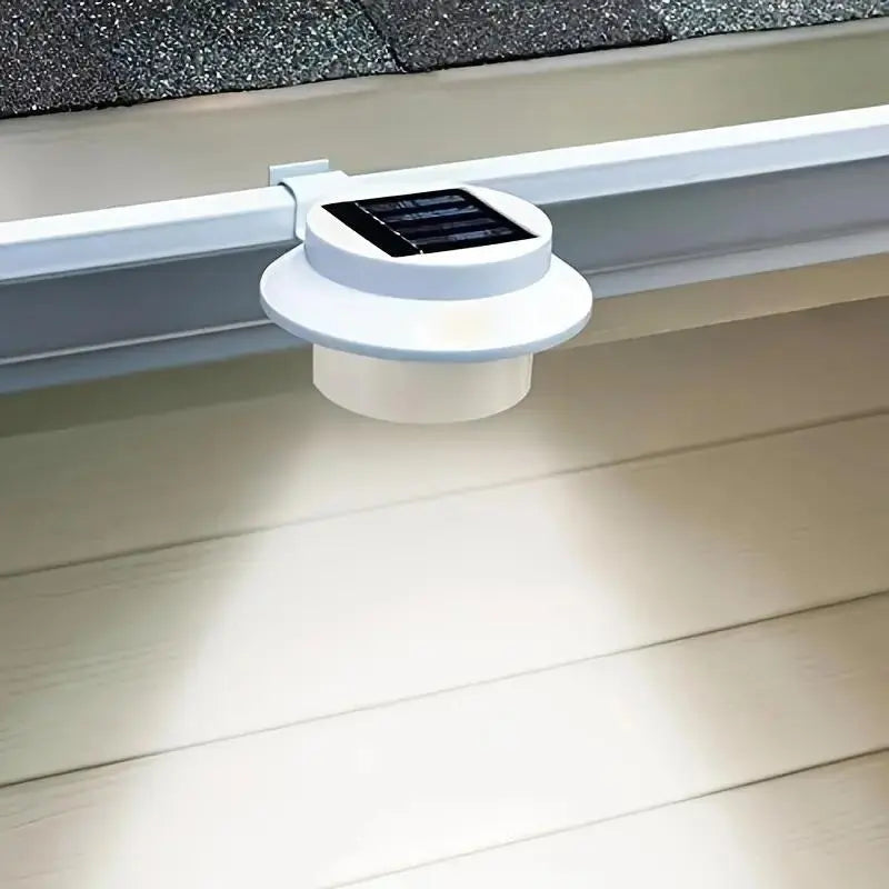 Solar Outdoor LED Gutter Lights, Adjustable Water-Resistant Smart Light Control Sensor Lamp