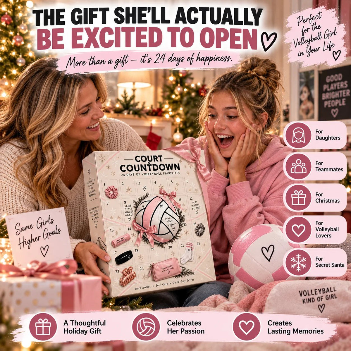 🏐 Volleyball Advent Calendar – 24-Day Christmas Countdown Gift for Girls, Players & Teammates