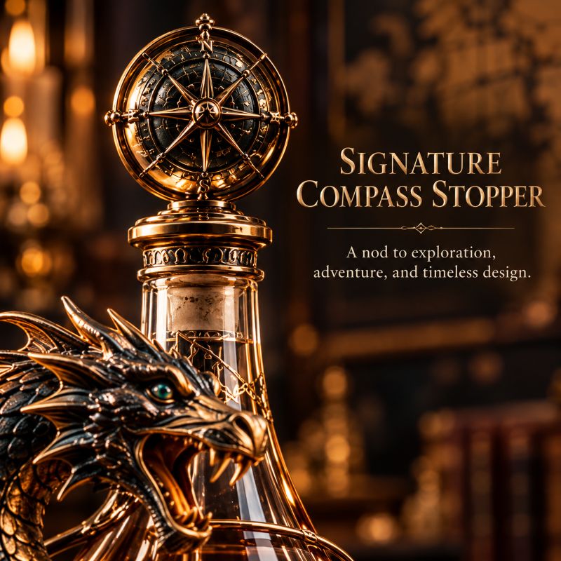 🎁Leviathan Coil Dragon Decanter™ — Hand-Finished Whiskey Decanter with Compass Stopper