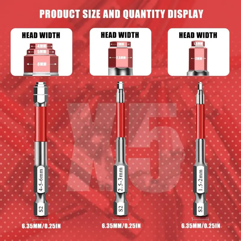 All-in-One Pagoda Hex Screwdriver Bit Set (6PCS) - Universal Magnetic Impact Bits
