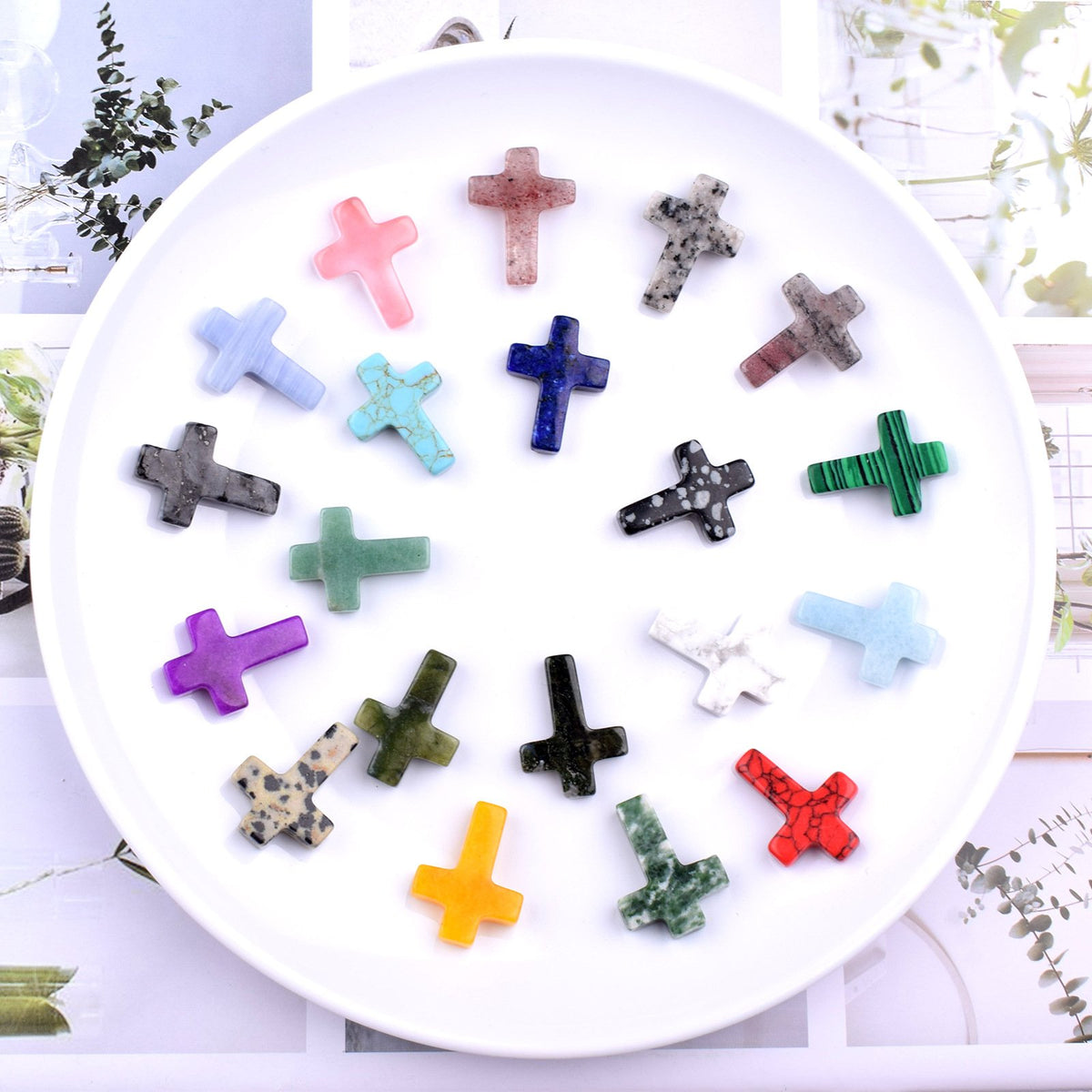 ✝️Easter Natural Stone Crystal Cross Decoration（20pcs）