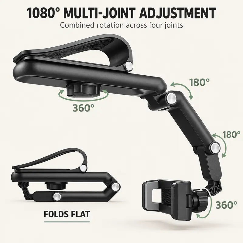 🚗 360° Rotating Car Sun Visor Phone Holder – Foldable & Adjustable Hands-Free Phone Mount