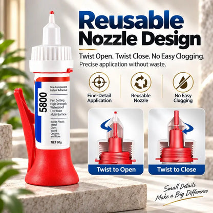 5800 Precision Repair Glue, Fast-Setting Multi-Surface Adhesive for Plastic, Metal, Glass, Wood, Ceramic and DIY Repairs