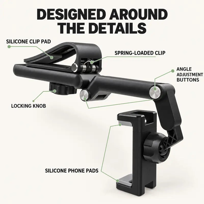 🚗 360° Rotating Car Sun Visor Phone Holder – Foldable & Adjustable Hands-Free Phone Mount