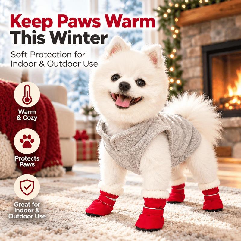Soft Velvet Dog Booties – Warm, Non-Slip Paw Covers for Small Dogs