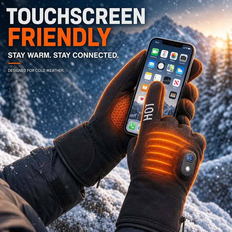 Heated Gloves for Men & Women — Rechargeable Electric Hand Warmers with Touchscreen Fingers