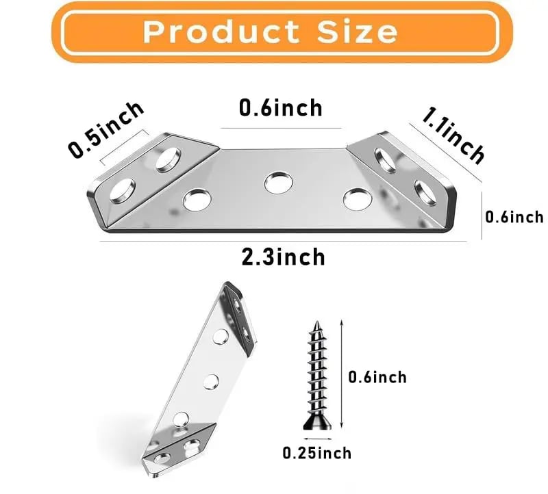 Stainless Steel Corner Brace,90°Right AngleSupport Bracket for Cabinets & Furniture