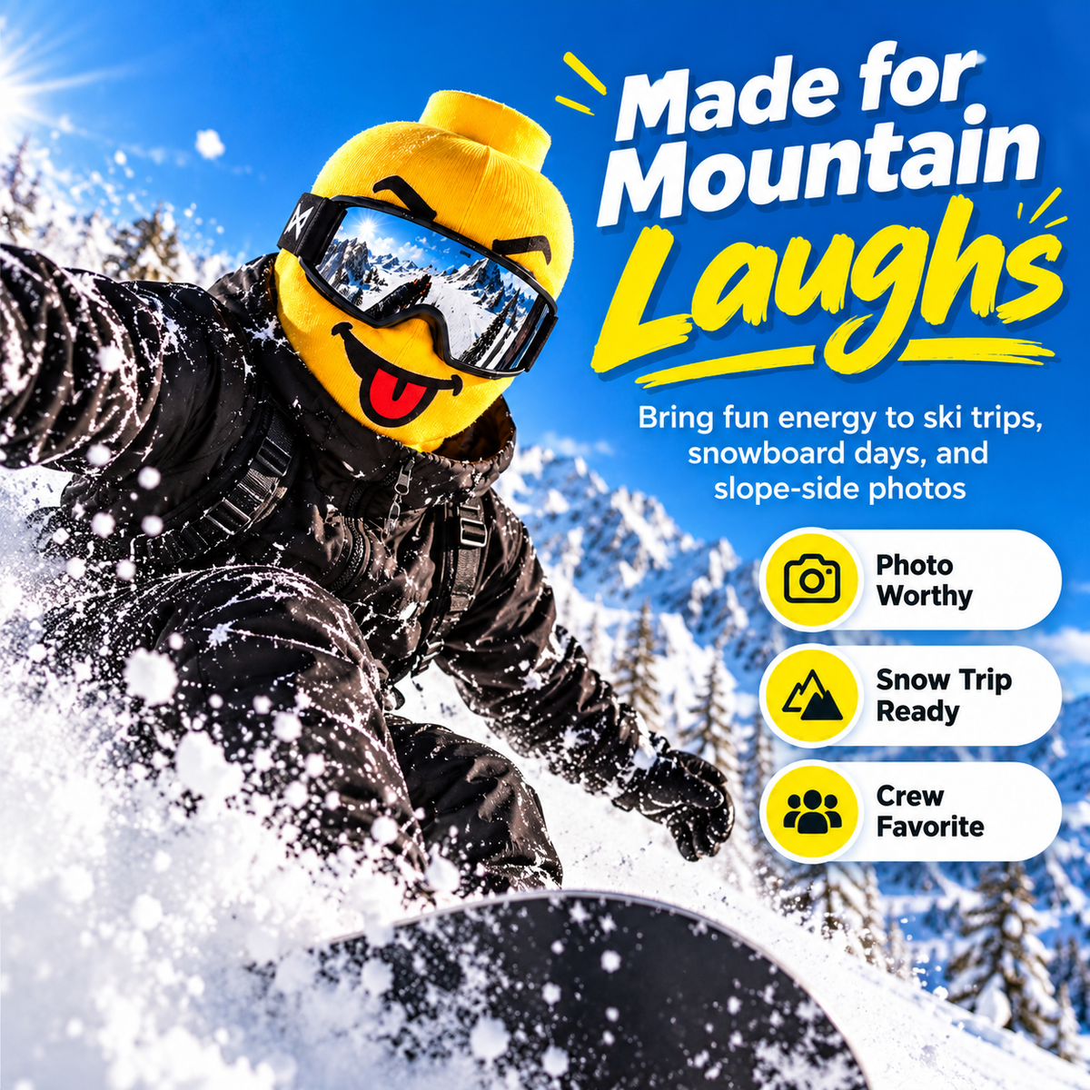 🔥Last Day 50% OFF🏂Funny Yellow Block-Head Ski Mask – Full Face Winter Balaclava for Skiing & Snowboarding