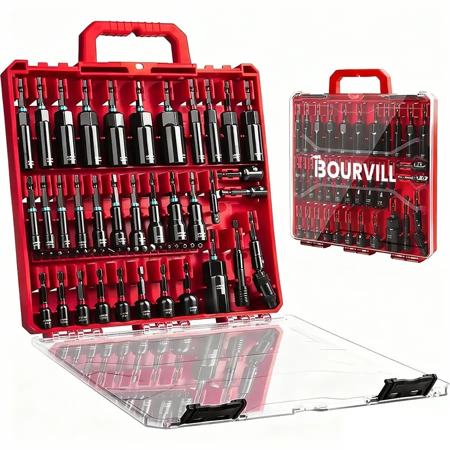 💯🔧55Pcs Magnetic impact Nut Driver Set, SAE & Metric, 1/4' Hex Shank Impact Ready