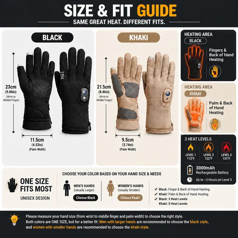 Heated Gloves for Men & Women — Rechargeable Electric Hand Warmers with Touchscreen Fingers