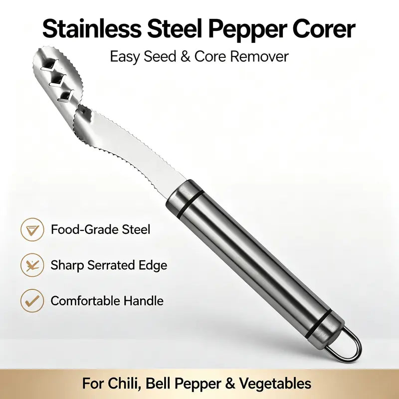 Stainless Steel Pepper Corer Seed Remover Tool, For Multi Vegetable-2 Pack