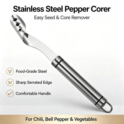 Stainless Steel Pepper Corer Seed Remover Tool, For Multi Vegetable-2 Pack