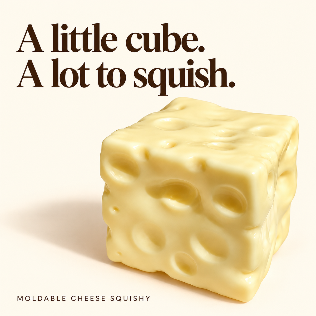 🧀 Moldable Cheese Cube Squishy – No-Rebound Fidget Toy