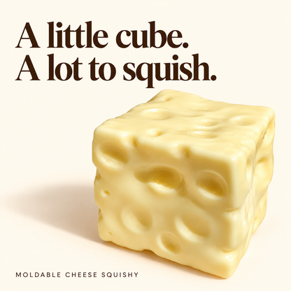 🧀 Moldable Cheese Cube Squishy – No-Rebound Fidget Toy