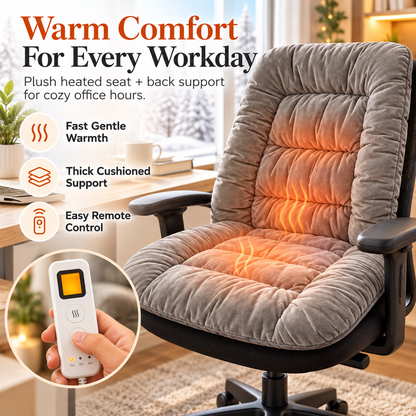 🔥 Heated Seat & Back Cushion – Plush Chair Warmer