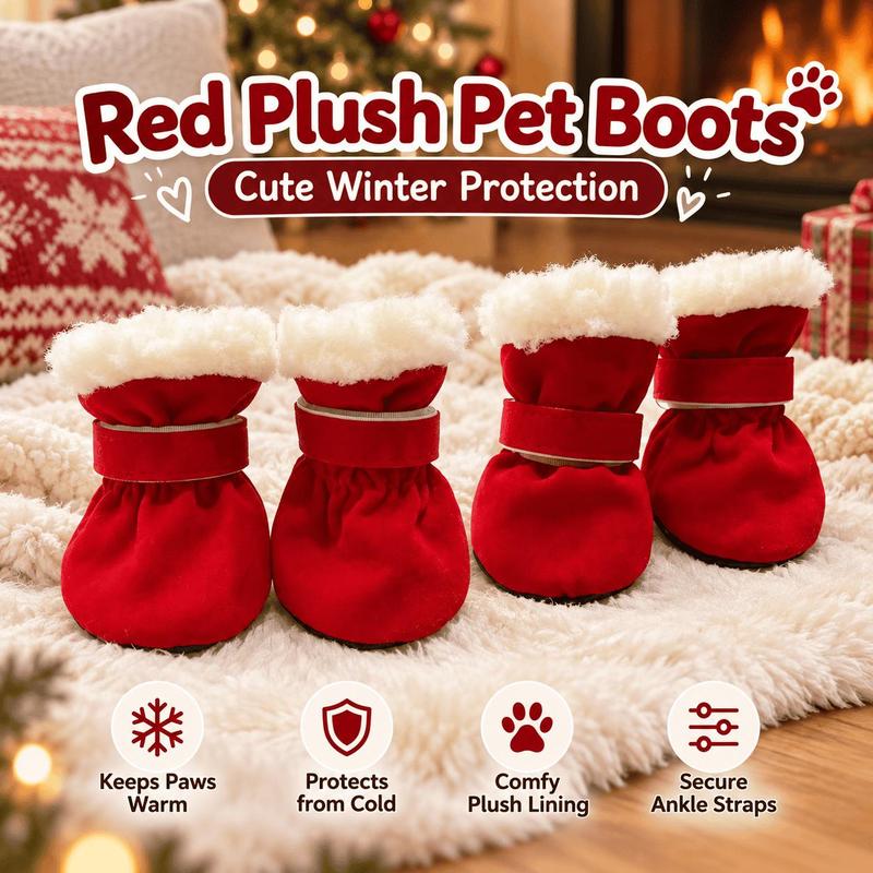 Soft Velvet Dog Booties – Warm, Non-Slip Paw Covers for Small Dogs