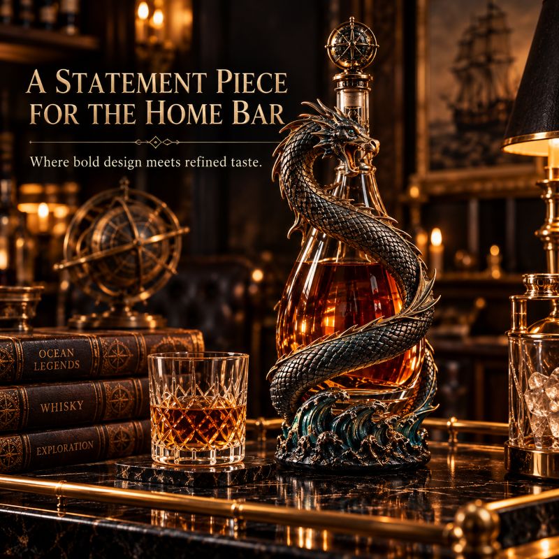 🎁Leviathan Coil Dragon Decanter™ — Hand-Finished Whiskey Decanter with Compass Stopper