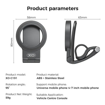 Strong Magnet Magnetic Cellphone Car Mount - Hands-Free Phone Holder, 95° Adjustable