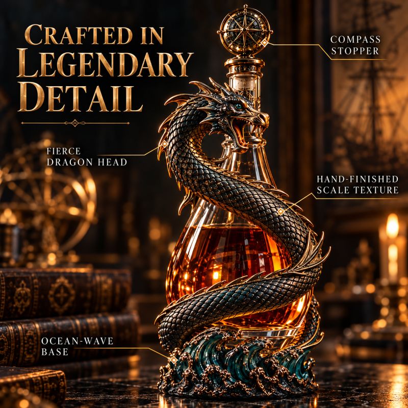 🎁Leviathan Coil Dragon Decanter™ — Hand-Finished Whiskey Decanter with Compass Stopper