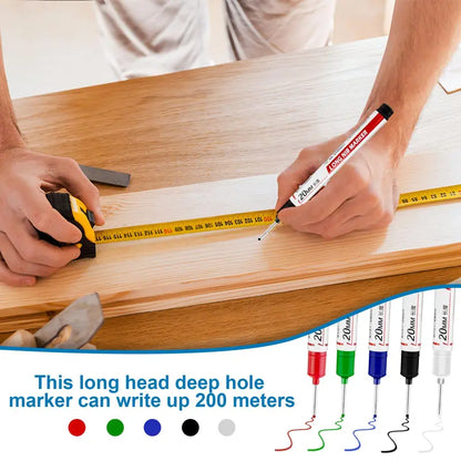 🖊️20mm Long Nib Deep Hole Marker | Waterproof Oil‑Based Pen for Construction & Woodworking💧