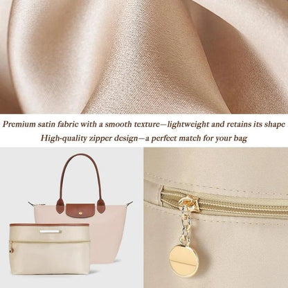 Silky Satin Tote Bag Insert Organizer with Handles