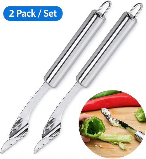 Stainless Steel Pepper Corer Seed Remover Tool, For Multi Vegetable-2 Pack