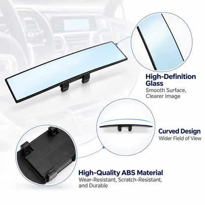 🚗 Wide Angle Rear View Mirror – 12' Anti-Glare Panoramic Clip-On Car Mirror
