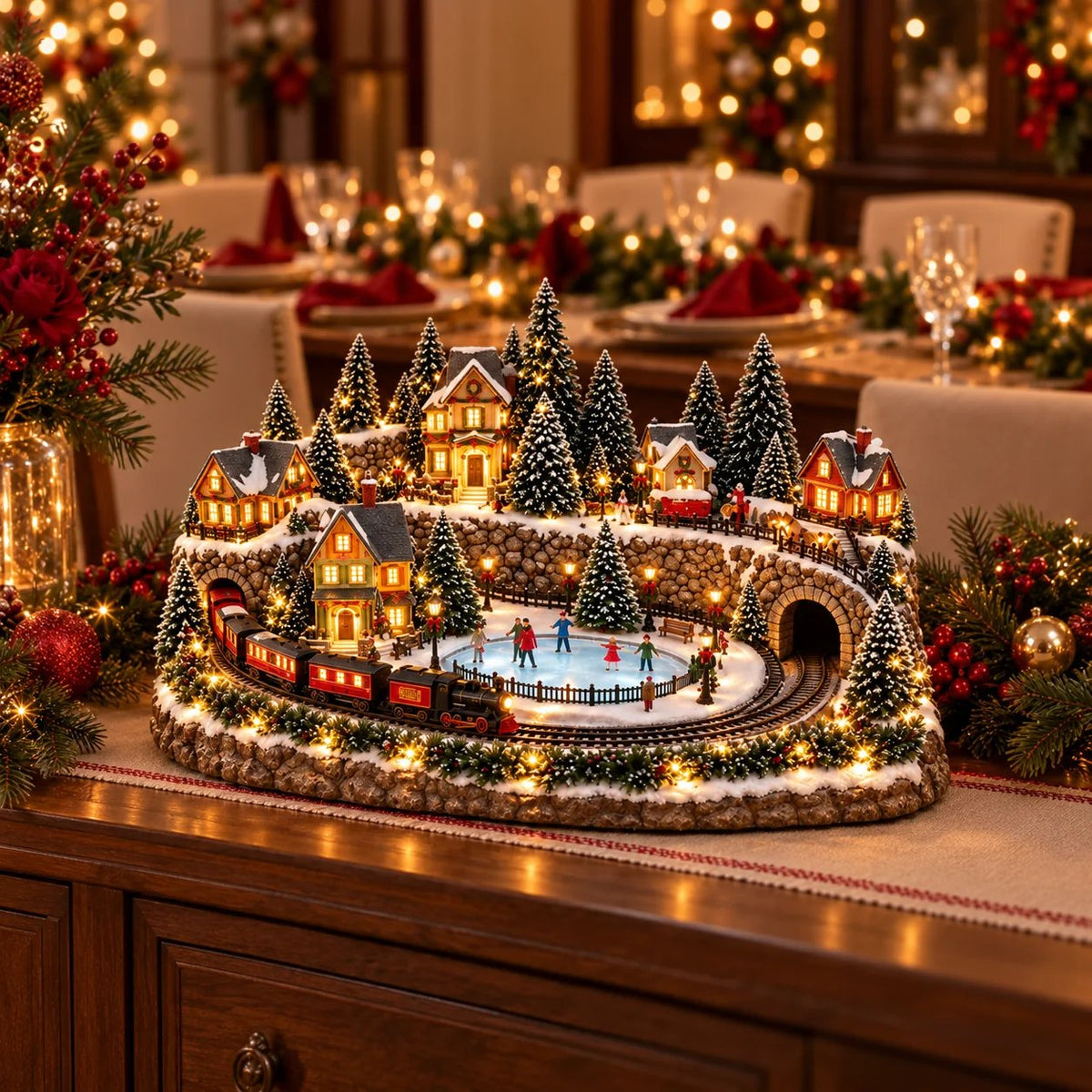 🎄 Lighted & Animated Christmas Village Collection – Magical Moving Holiday Display ✨