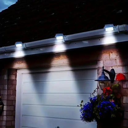 Solar Outdoor LED Gutter Lights, Adjustable Water-Resistant Smart Light Control Sensor Lamp
